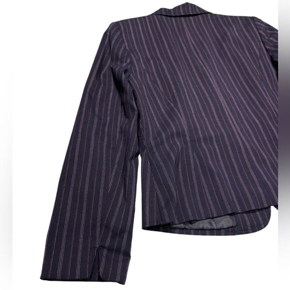 Vintage 90’s R.Q.T Dark Purple Blazer Pinstriped Two Button Blazer with Pockets - Picture 3 of 6